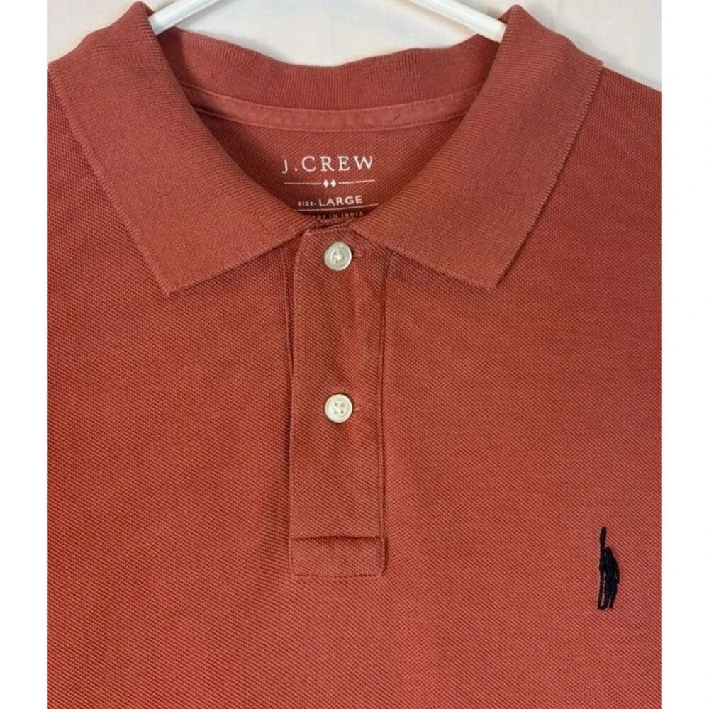 J Crew Oarsman Polo S/S Piqued Cotton Orange Men’s Large Summer Casual Preppy